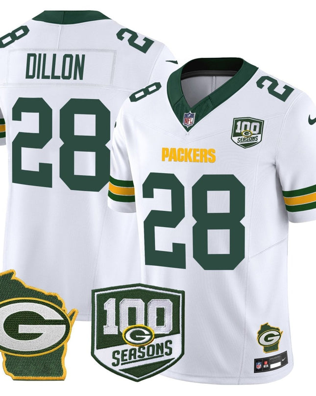 Men's Green Bay Packers 100th Season & Home Patch Vapor Limited Jersey - All Stitched GBP_KDZ - KINDOZY