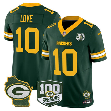 Men's Green Bay Packers 100th Season & Home Patch Vapor Limited Jersey - All Stitched GBP_KDZ - KINDOZY