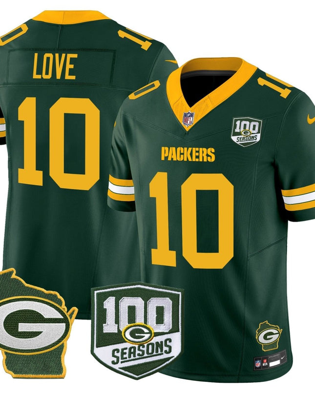 Men's Green Bay Packers 100th Season & Home Patch Vapor Limited Jersey - All Stitched GBP_KDZ - KINDOZY