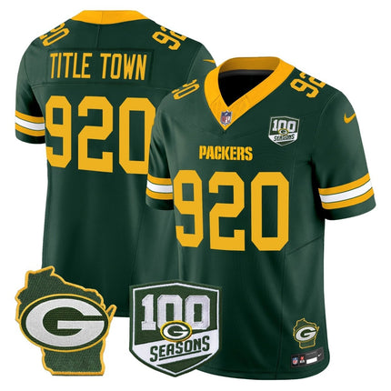 Men's Green Bay Packers 100th Season & Home Patch Vapor Limited Jersey - All Stitched GBP_KDZ - KINDOZY