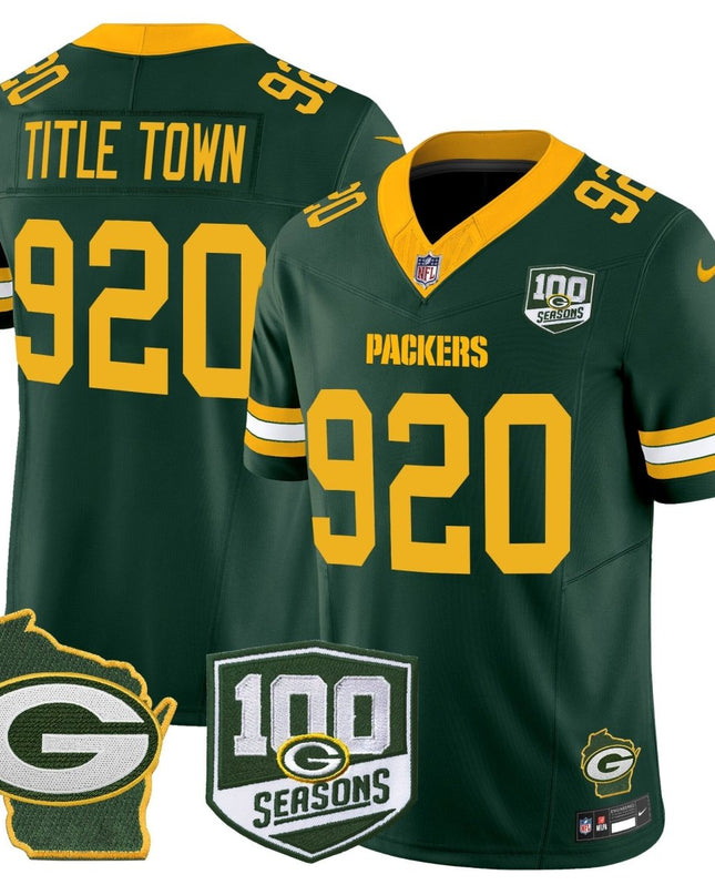 Men's Green Bay Packers 100th Season & Home Patch Vapor Limited Jersey - All Stitched GBP_KDZ - KINDOZY