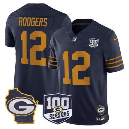 Men's Green Bay Packers 100th Season & Home Patch Vapor Limited Jersey - All Stitched GBP_KDZ - KINDOZY