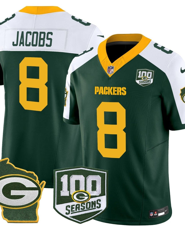 Men's Green Bay Packers 100th Season & Home Patch Vapor Limited Jersey - All Stitched GBP_KDZ - KINDOZY