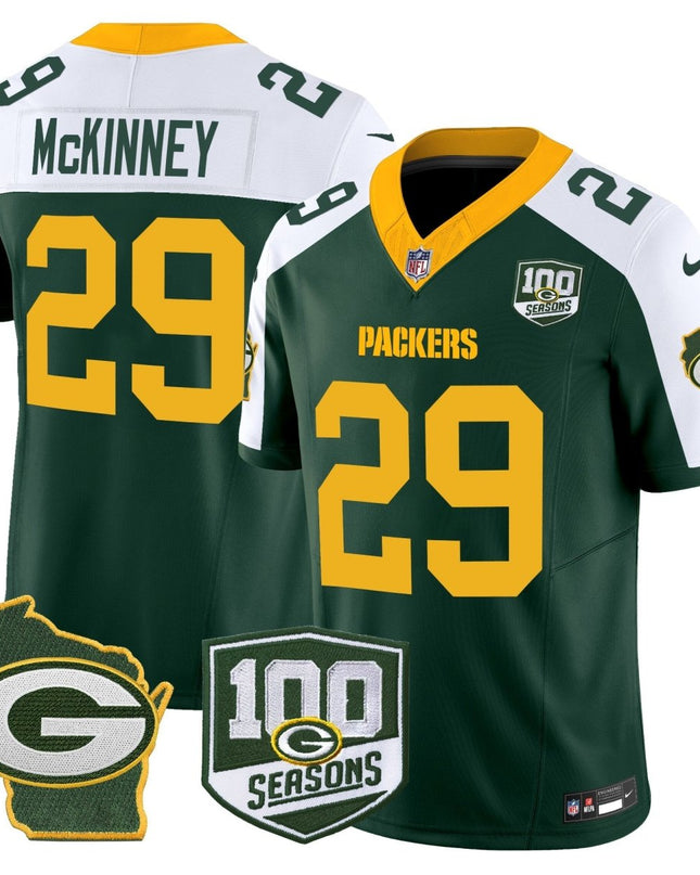 Men's Green Bay Packers 100th Season & Home Patch Vapor Limited Jersey - All Stitched GBP_KDZ - KINDOZY