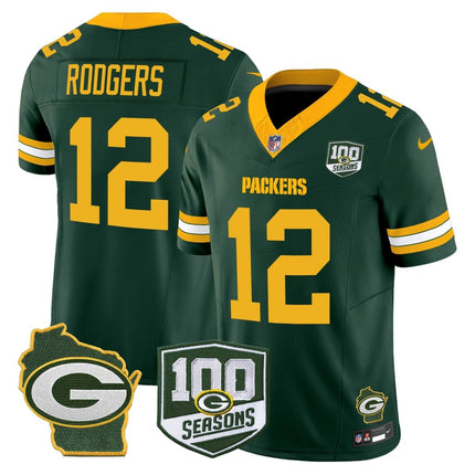 Men's Green Bay Packers 100th Season & Home Patch Vapor Limited Jersey - All Stitched GBP_KDZ - KINDOZY