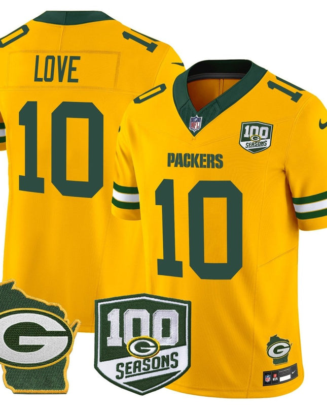 Men's Green Bay Packers 100th Season & Home Patch Vapor Limited Jersey - All Stitched GBP_KDZ - KINDOZY