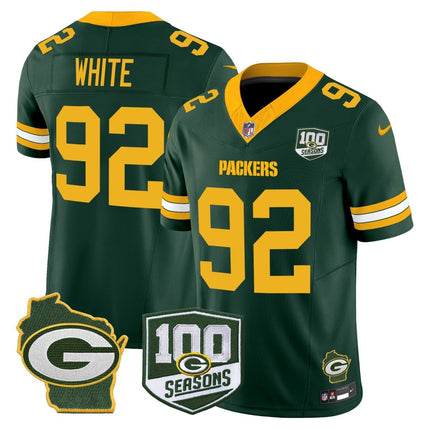 Men's Green Bay Packers 100th Season & Home Patch Vapor Limited Jersey - All Stitched GBP_KDZ - KINDOZY