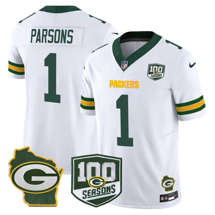 Men's Green Bay Packers 100th Season & Home Patch Vapor Limited Jersey - All Stitched GBP_KDZ - KINDOZY