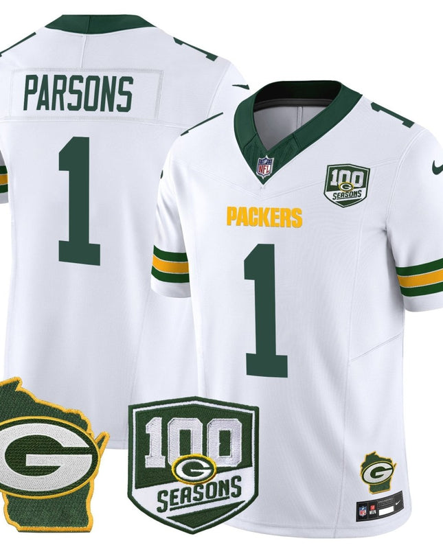 Men's Green Bay Packers 100th Season & Home Patch Vapor Limited Jersey - All Stitched GBP_KDZ - KINDOZY
