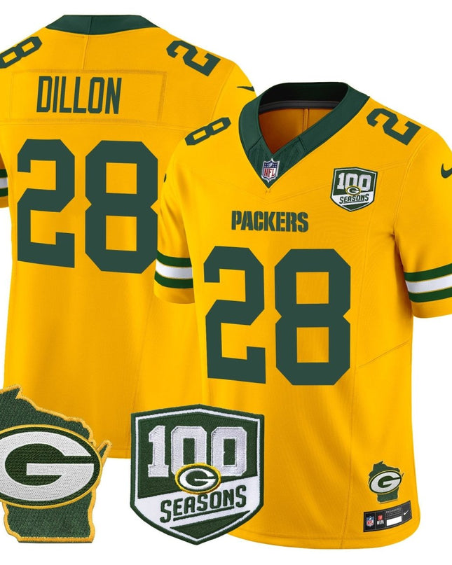 Men's Green Bay Packers 100th Season & Home Patch Vapor Limited Jersey - All Stitched GBP_KDZ - KINDOZY