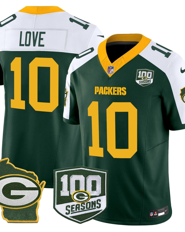 Men's Green Bay Packers 100th Season & Home Patch Vapor Limited Jersey - All Stitched GBP_KDZ - KINDOZY