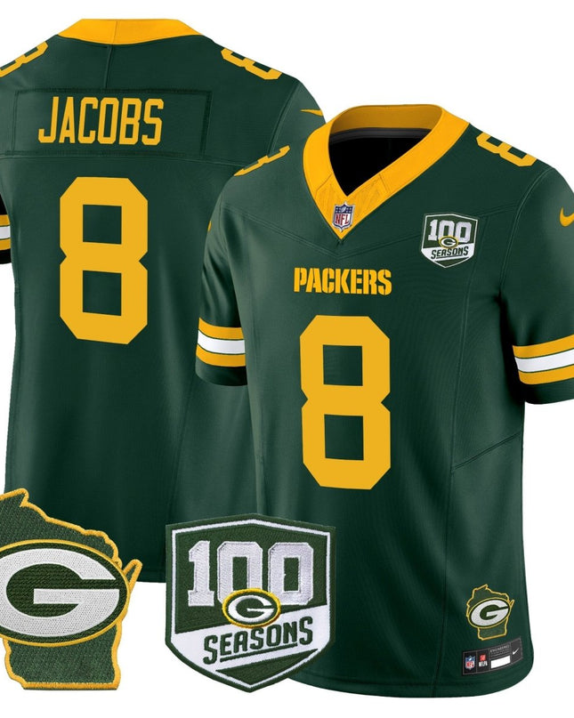 Men's Green Bay Packers 100th Season & Home Patch Vapor Limited Jersey - All Stitched GBP_KDZ - KINDOZY