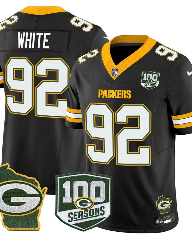 Men's Green Bay Packers 100th Season & Home Patch Vapor Limited Jersey - All Stitched GBP_KDZ - KINDOZY