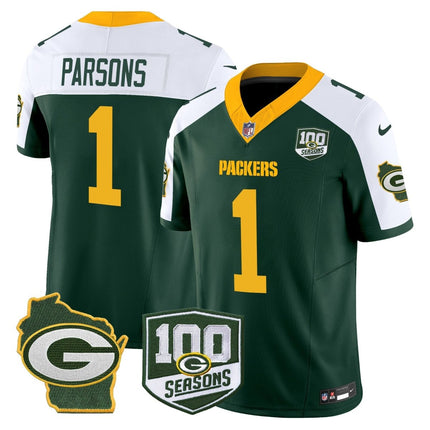 Men's Green Bay Packers 100th Season & Home Patch Vapor Limited Jersey - All Stitched GBP_KDZ - KINDOZY