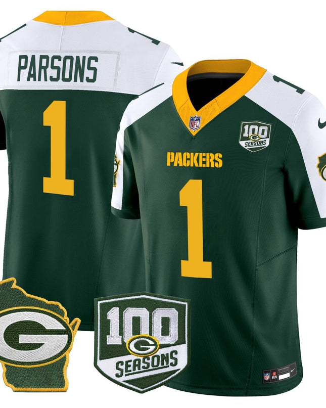 Men's Green Bay Packers 100th Season & Home Patch Vapor Limited Jersey - All Stitched GBP_KDZ - KINDOZY