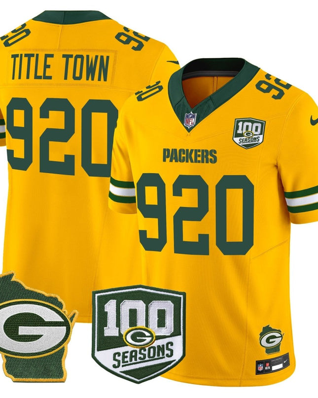 Men's Green Bay Packers 100th Season & Home Patch Vapor Limited Jersey - All Stitched GBP_KDZ - KINDOZY
