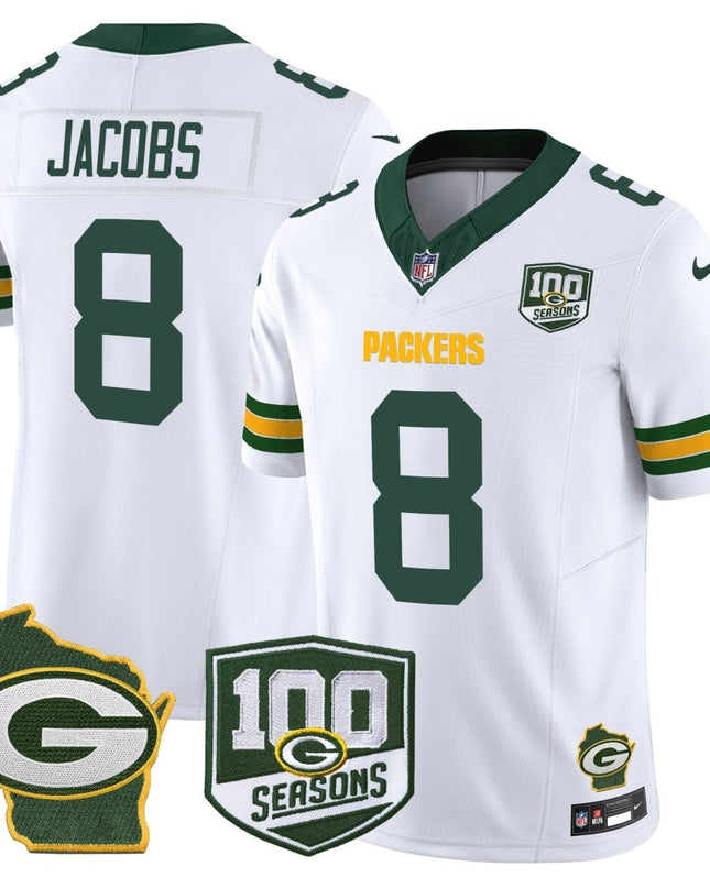Men's Green Bay Packers 100th Season & Home Patch Vapor Limited Jersey - All Stitched GBP_KDZ - KINDOZY