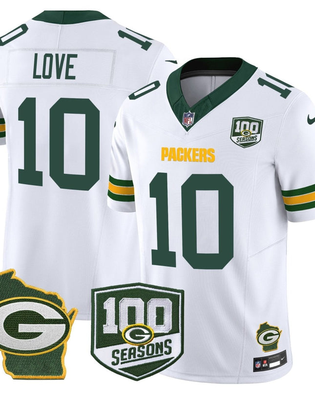 Men's Green Bay Packers 100th Season & Home Patch Vapor Limited Jersey - All Stitched GBP_KDZ - KINDOZY