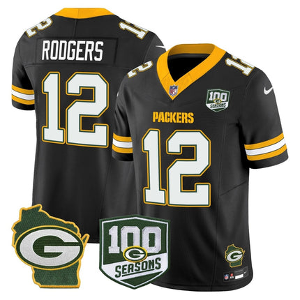 Men's Green Bay Packers 100th Season & Home Patch Vapor Limited Jersey - All Stitched GBP_KDZ - KINDOZY