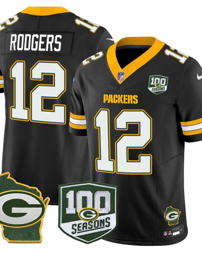 Men's Green Bay Packers 100th Season & Home Patch Vapor Limited Jersey - All Stitched GBP_KDZ - KINDOZY