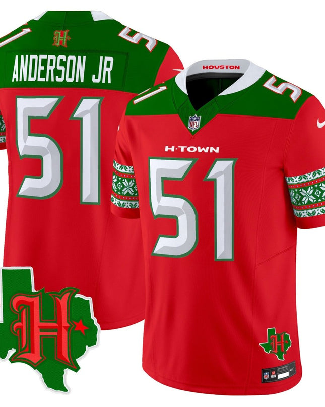 Men's Houston Texans 2024 Christmas Vapor Limited Jersey - All Stitched HOUTEX_KDZ - KINDOZY