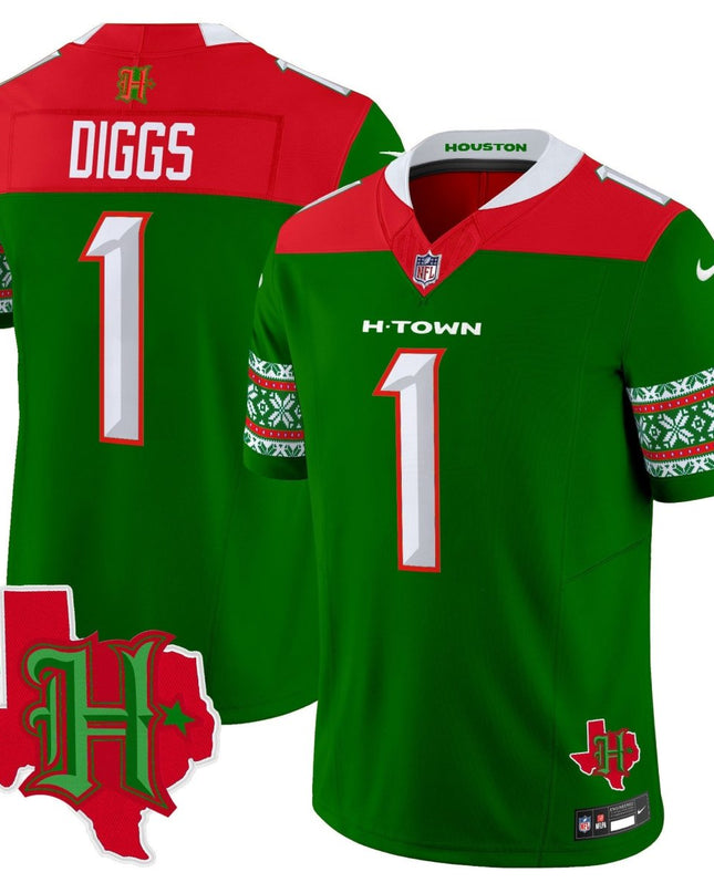 Men's Houston Texans 2024 Christmas Vapor Limited Jersey - All Stitched HOUTEX_KDZ - KINDOZY
