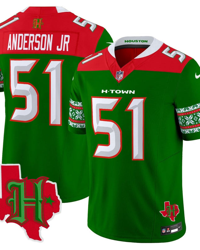Men's Houston Texans 2024 Christmas Vapor Limited Jersey - All Stitched HOUTEX_KDZ - KINDOZY