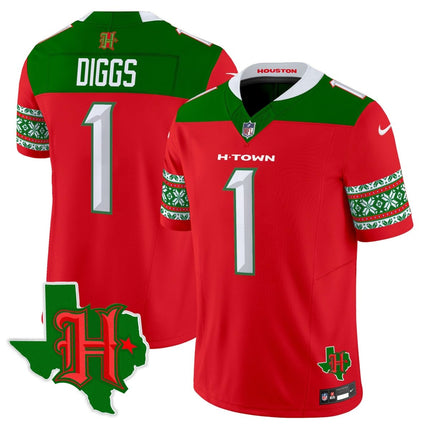 Men's Houston Texans 2024 Christmas Vapor Limited Jersey - All Stitched HOUTEX_KDZ - KINDOZY