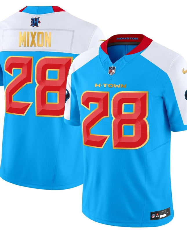Men's Houston Texans 2024 Gold Trim Vapor Limited Jersey - All Stitched HOUTEX_KDZ - KINDOZY