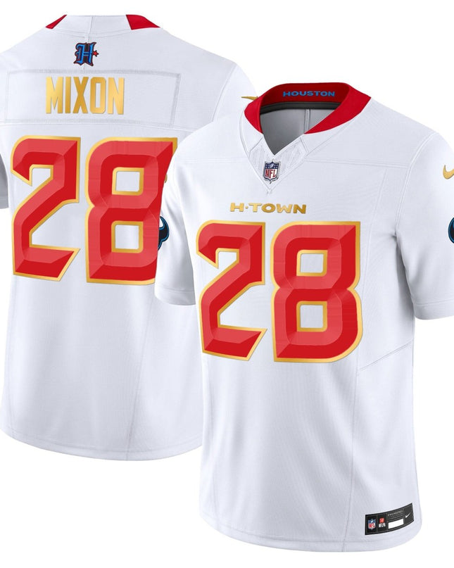 Men's Houston Texans 2024 Gold Trim Vapor Limited Jersey - All Stitched HOUTEX_KDZ - KINDOZY