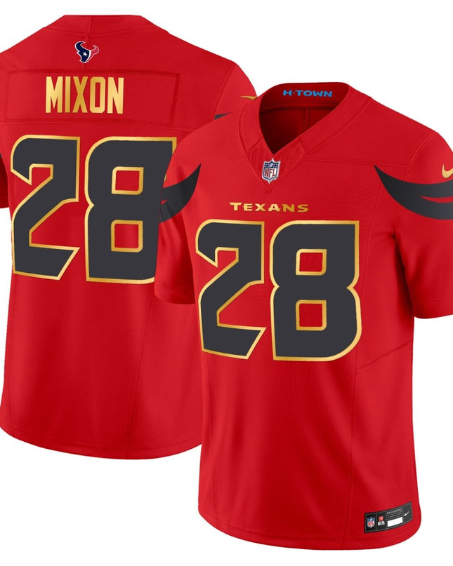 Men's Houston Texans 2024 Gold Trim Vapor Limited Jersey - All Stitched HOUTEX_KDZ - KINDOZY