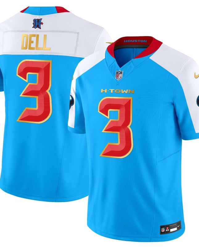 Men's Houston Texans 2024 Gold Trim Vapor Limited Jersey - All Stitched HOUTEX_KDZ - KINDOZY