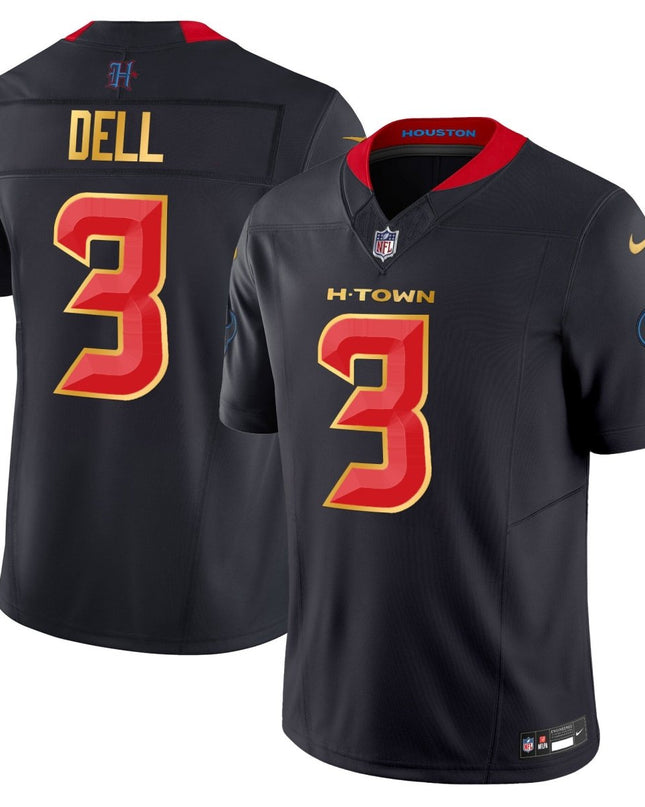 Men's Houston Texans 2024 Gold Trim Vapor Limited Jersey - All Stitched HOUTEX_KDZ - KINDOZY