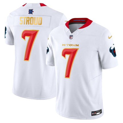 Men's Houston Texans 2024 Gold Trim Vapor Limited Jersey - All Stitched HOUTEX_KDZ - KINDOZY