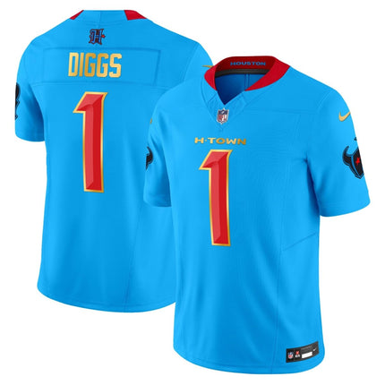 Men's Houston Texans 2024 Gold Trim Vapor Limited Jersey - All Stitched HOUTEX_KDZ - KINDOZY