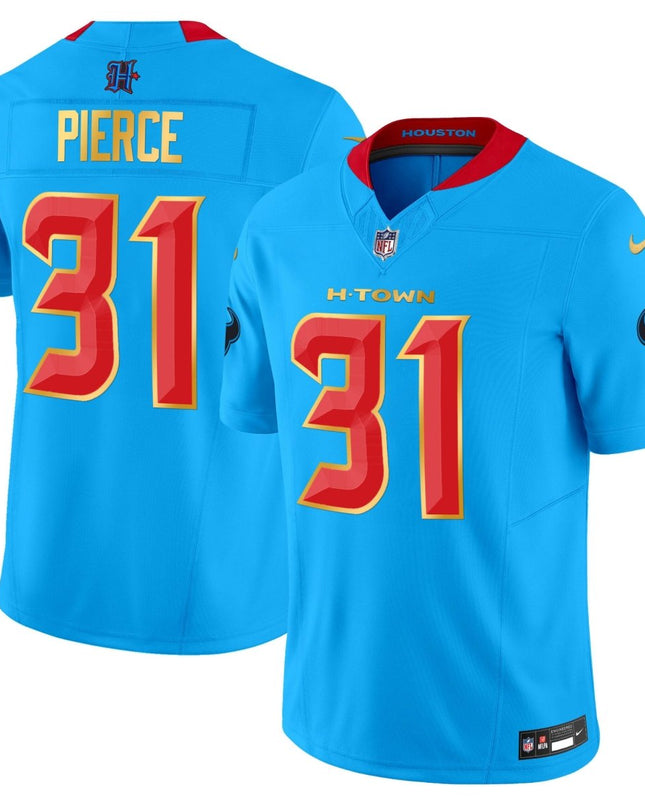 Men's Houston Texans 2024 Gold Trim Vapor Limited Jersey - All Stitched HOUTEX_KDZ - KINDOZY
