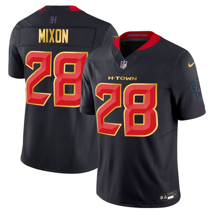 Men's Houston Texans 2024 Gold Trim Vapor Limited Jersey - All Stitched HOUTEX_KDZ - KINDOZY