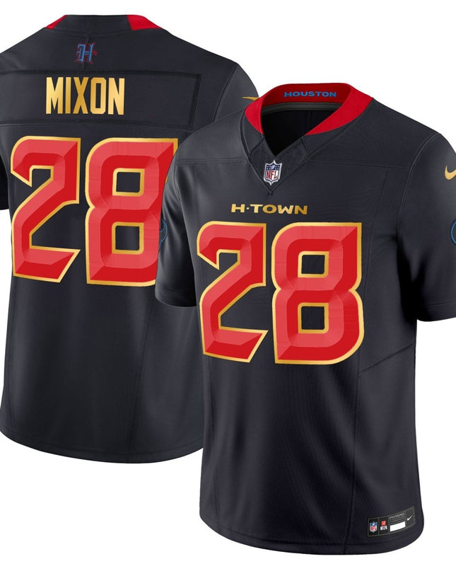 Men's Houston Texans 2024 Gold Trim Vapor Limited Jersey - All Stitched HOUTEX_KDZ - KINDOZY