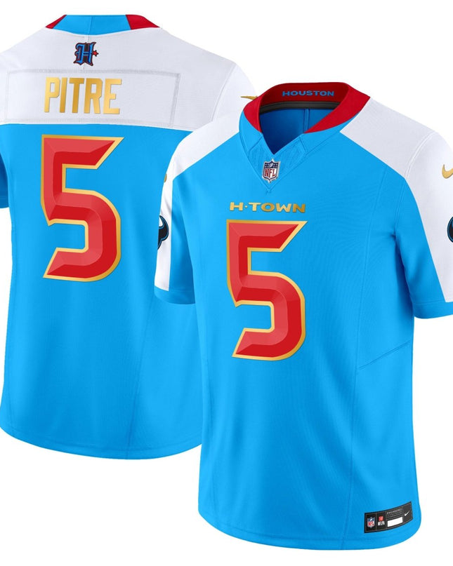 Men's Houston Texans 2024 Gold Trim Vapor Limited Jersey - All Stitched HOUTEX_KDZ - KINDOZY