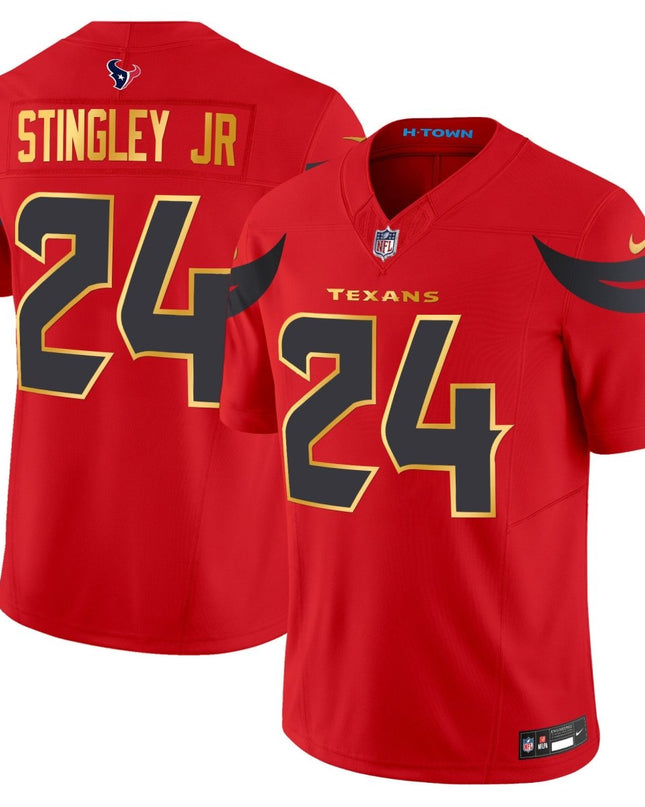 Men's Houston Texans 2024 Gold Trim Vapor Limited Jersey - All Stitched HOUTEX_KDZ - KINDOZY