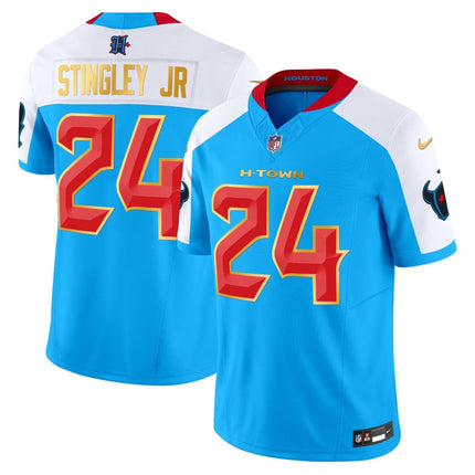 Men's Houston Texans 2024 Gold Trim Vapor Limited Jersey - All Stitched HOUTEX_KDZ - KINDOZY