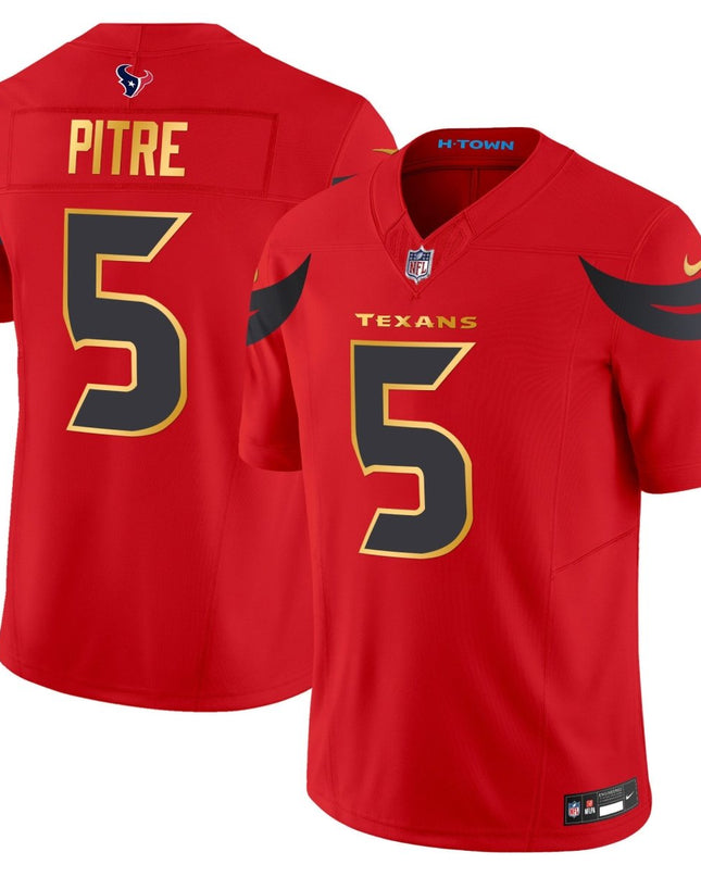 Men's Houston Texans 2024 Gold Trim Vapor Limited Jersey - All Stitched HOUTEX_KDZ - KINDOZY