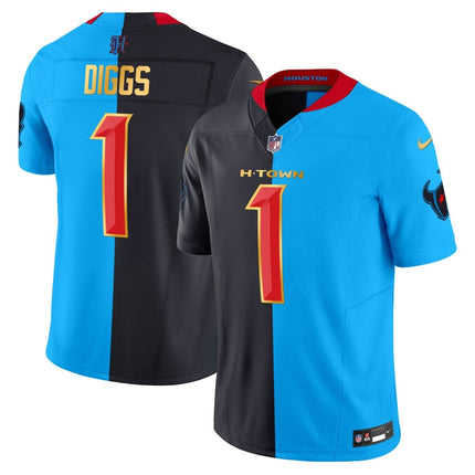 Men's Houston Texans 2024 Gold Trim Vapor Limited Jersey - All Stitched HOUTEX_KDZ - KINDOZY
