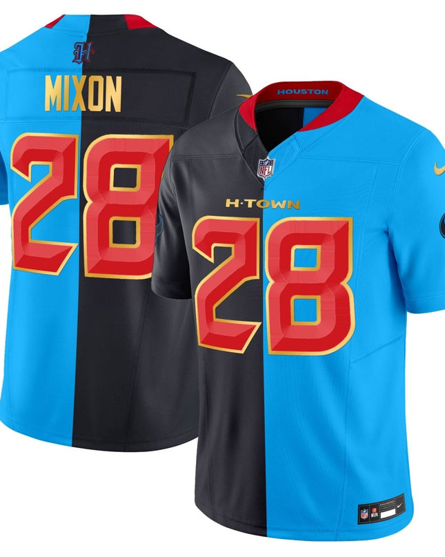 Men's Houston Texans 2024 Gold Trim Vapor Limited Jersey - All Stitched HOUTEX_KDZ - KINDOZY