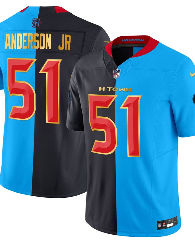 Men's Houston Texans 2024 Gold Trim Vapor Limited Jersey - All Stitched HOUTEX_KDZ - KINDOZY