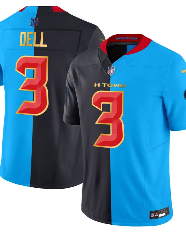 Men's Houston Texans 2024 Gold Trim Vapor Limited Jersey - All Stitched HOUTEX_KDZ - KINDOZY
