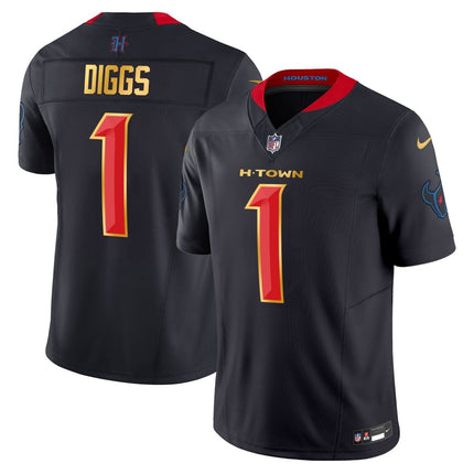 Men's Houston Texans 2024 Gold Trim Vapor Limited Jersey - All Stitched HOUTEX_KDZ - KINDOZY