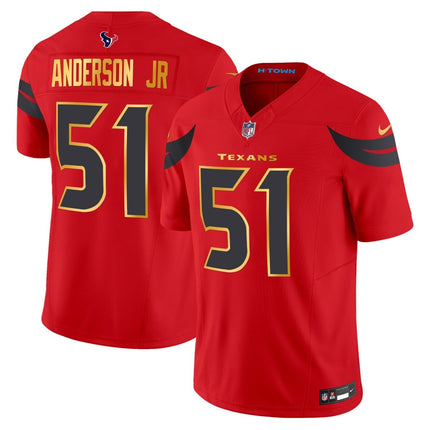 Men's Houston Texans 2024 Gold Trim Vapor Limited Jersey - All Stitched HOUTEX_KDZ - KINDOZY
