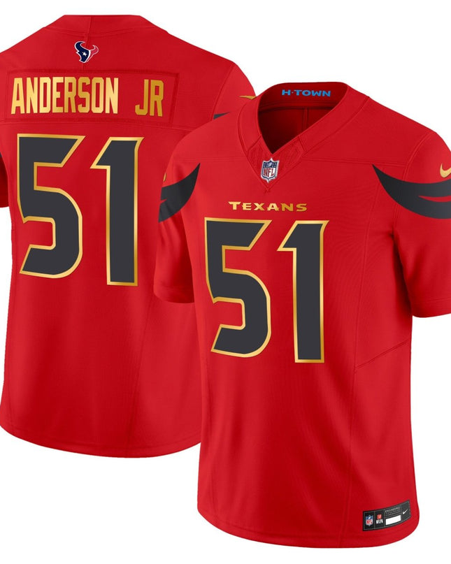 Men's Houston Texans 2024 Gold Trim Vapor Limited Jersey - All Stitched HOUTEX_KDZ - KINDOZY