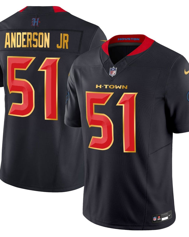 Men's Houston Texans 2024 Gold Trim Vapor Limited Jersey - All Stitched HOUTEX_KDZ - KINDOZY